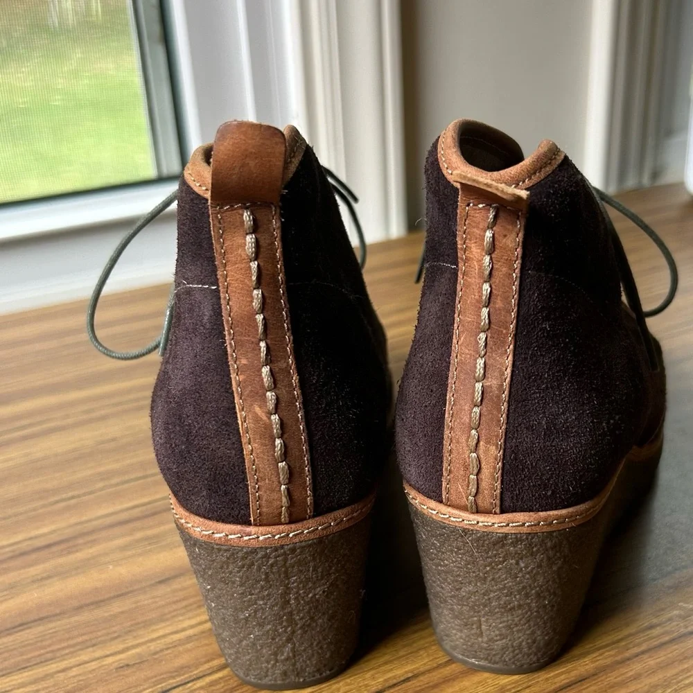 Olukai Wali Wedge Brown Suede Booties | Coastal Cowgirl Boho Chic Ankle Boots‎ 8